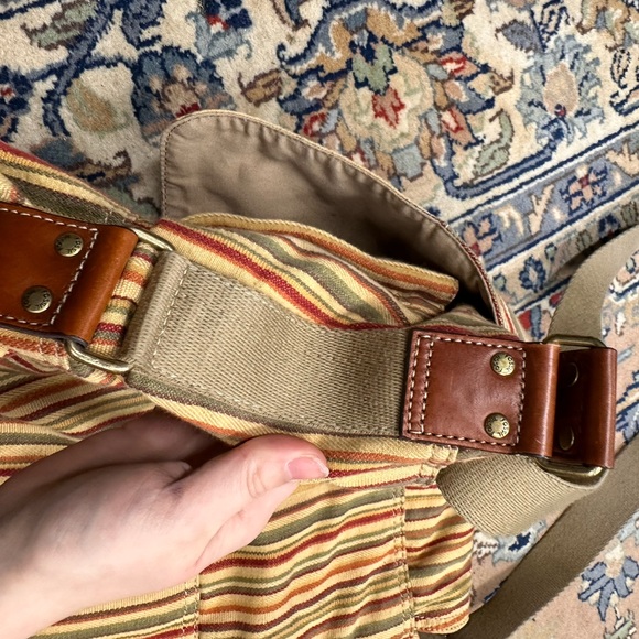 Vintage Fossil striped y2k messenger style cross body bag early 2000s purse - Picture 12 of 16